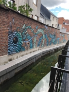 Muurschildering Mechelen: De waterdraak in de Rik Wouterstuin