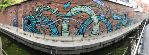 Muurschildering Mechelen: De waterdraak in de Rik Wouterstuin